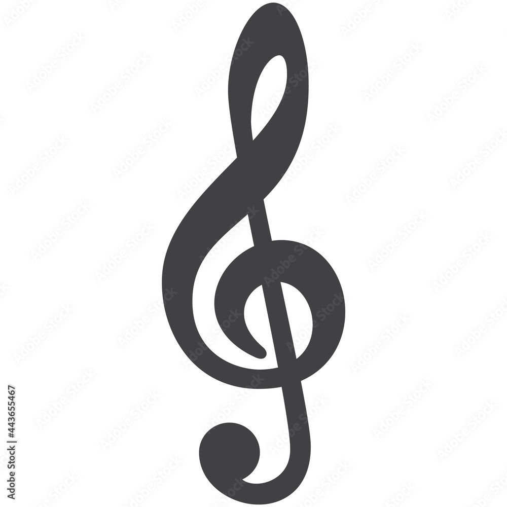 Treble clef vector music icon isolated on white Treble clef vector music icon isolated on white