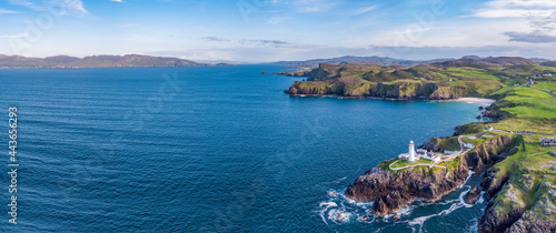 Fototapeta Naklejka Na Ścianę i Meble -  Aerial View of Fanad Head Lighthouse County Donegal Lough Swilly and Mulroy Bay