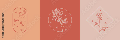 abstract minimalist rose flower logo design