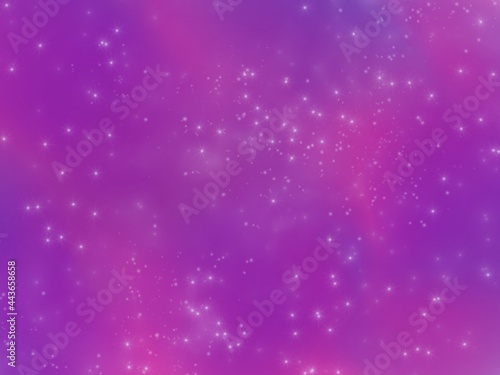 Sky texture background with bright and fantasy stars of pink, blue and purple color