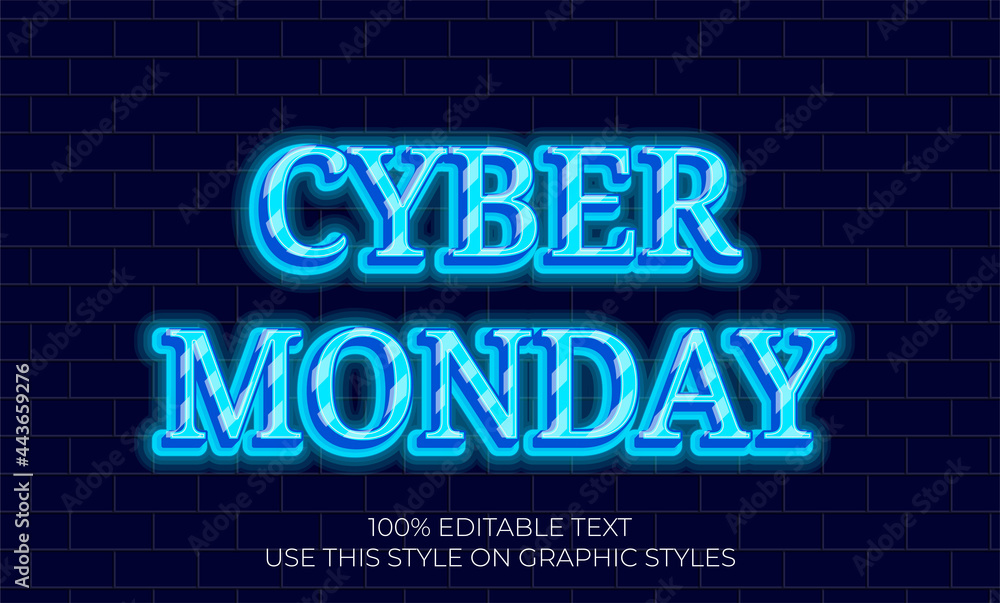 3d text effect with clue neon theme. for cyber monday typography. 3d text effect with clue neon theme. for cyber monday typography.
