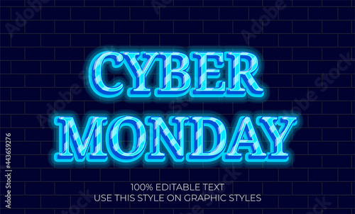 3d text effect with clue neon theme. for cyber monday typography.