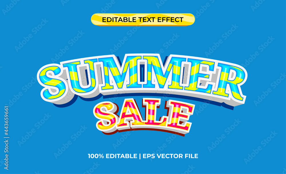 Plakat 3d text effect with colorful summer theme. Summer time typography.