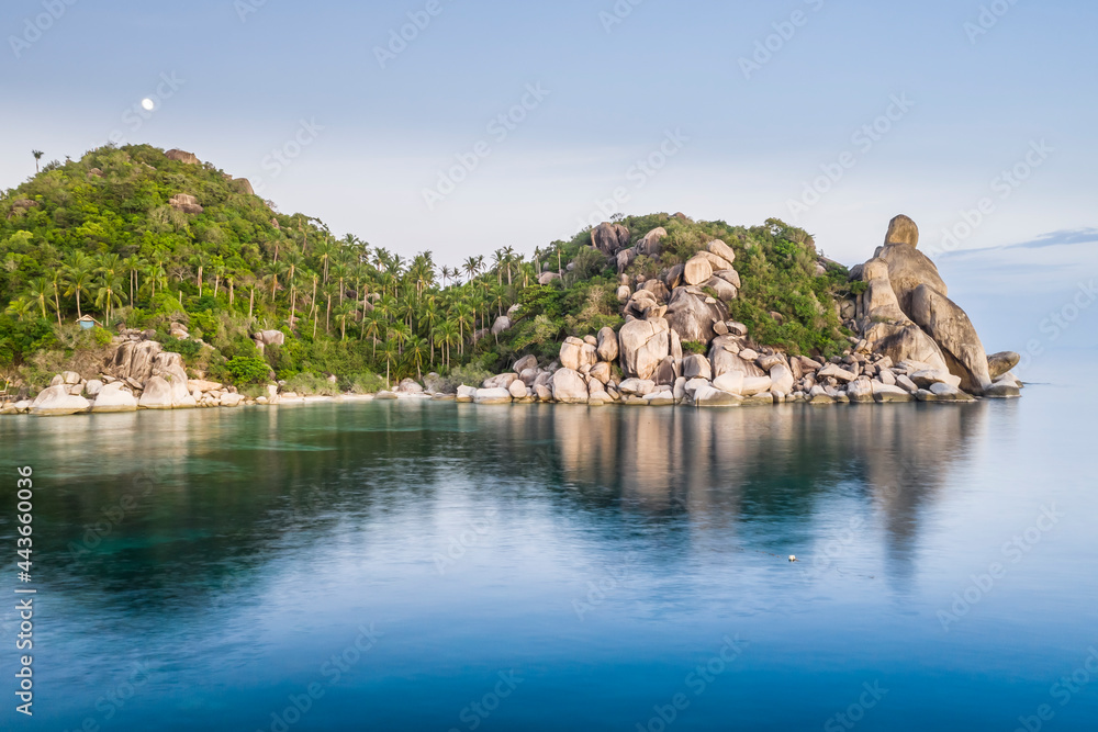 Buddha Rock Seascape at Chalok Bay, Koh Tao, Thailand no people with copy space
