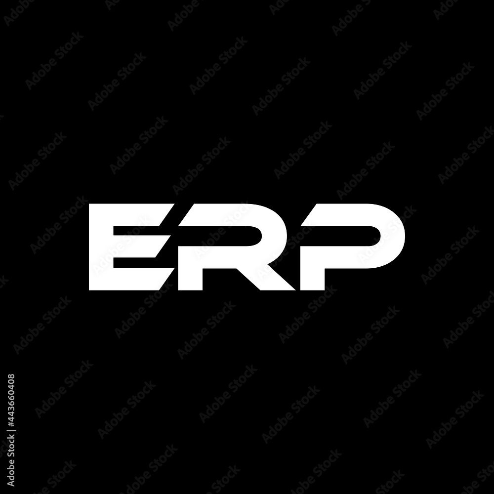 ERP letter logo design with black background in illustrator, vector logo modern alphabet font overlap style. calligraphy designs for logo, Poster, Invitation, etc.