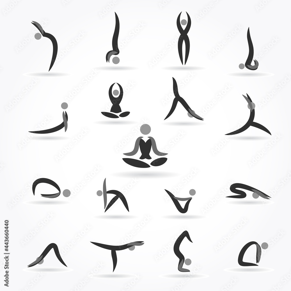 Yoga logo and icon. Yoga meditation figure pose. Vector illustration  素材庫向量圖