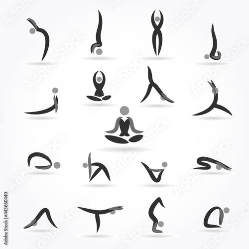 Yoga logo and icon. Yoga meditation figure pose. Vector illustration