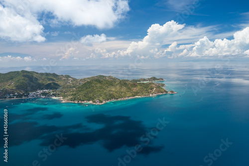 View of Koh Tao  Thailand with copy space and no people South East Asia Drone Aerial UAV