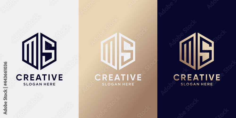 Creative monogram logo design initial letter MS with hexagon style. Logo icon for business company Creative monogram logo design initial letter MS with hexagon style. Logo icon for business company