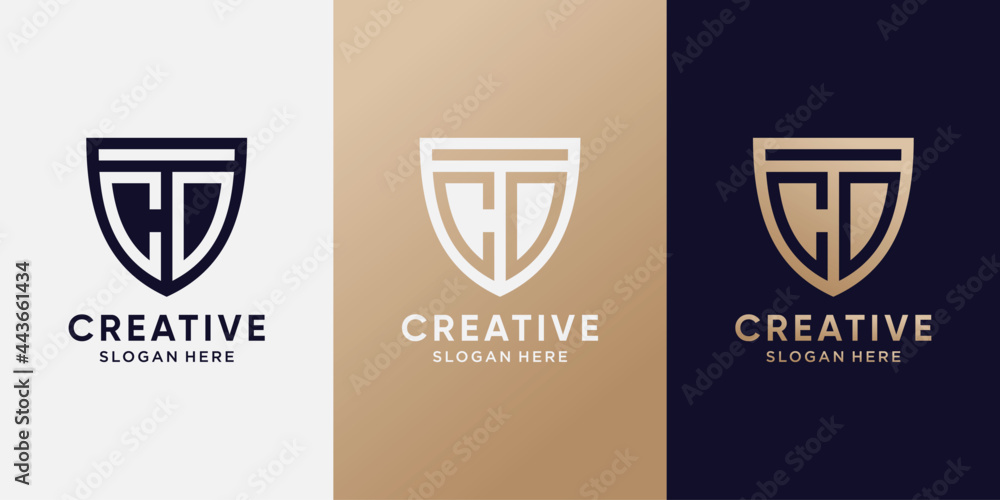 Symbol of shield logo design initial letter CD with creative modern concept. Logo design template for business company and personal Symbol of shield logo design initial letter CD with creative modern concept. Logo design template for business company and personal