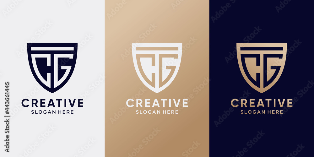 Symbol of shield logo design initial letter CG with creative modern concept. Logo design template for business company and personal Symbol of shield logo design initial letter CG with creative modern concept. Logo design template for business company and personal