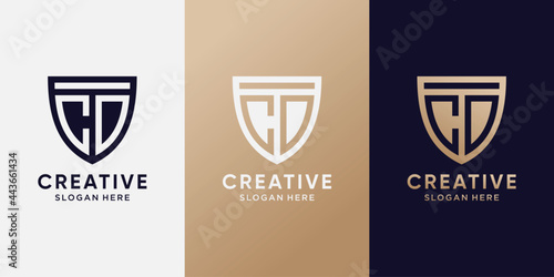 Symbol of shield logo design initial letter CD with creative modern concept. Logo design template for business company and personal