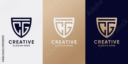 Symbol of shield logo design initial letter CG with creative modern concept. Logo design template for business company and personal