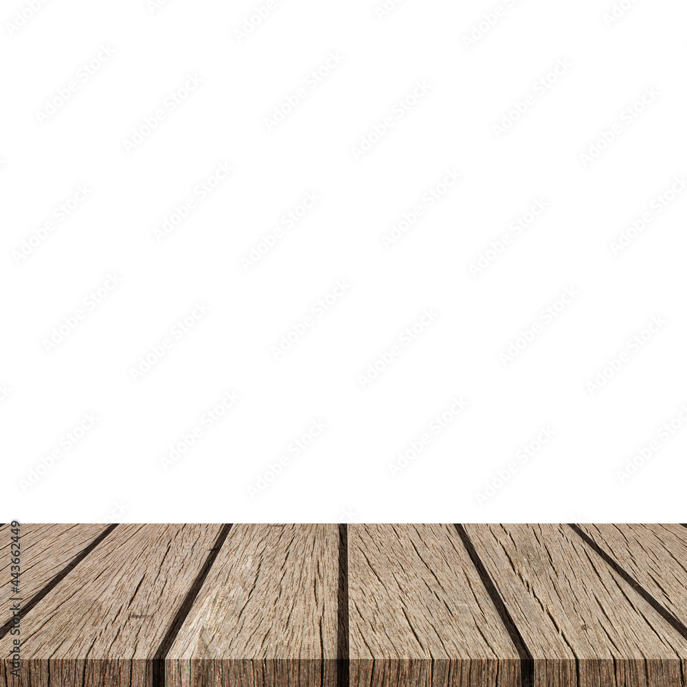 wooden floor and wooden table on white background. wooden floor and wooden table on white background.