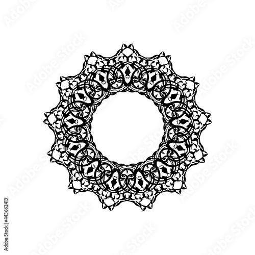 Fototapeta Naklejka Na Ścianę i Meble -  Indian mandala logo. Circular ornament. Isolated element for design and coloring on a white background.