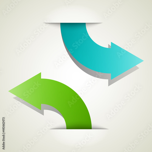 Free Download Two curved circle arrow ribbon. 2 direction round banner shape. Trend arrow stripe form, flat icon - GFXLoad