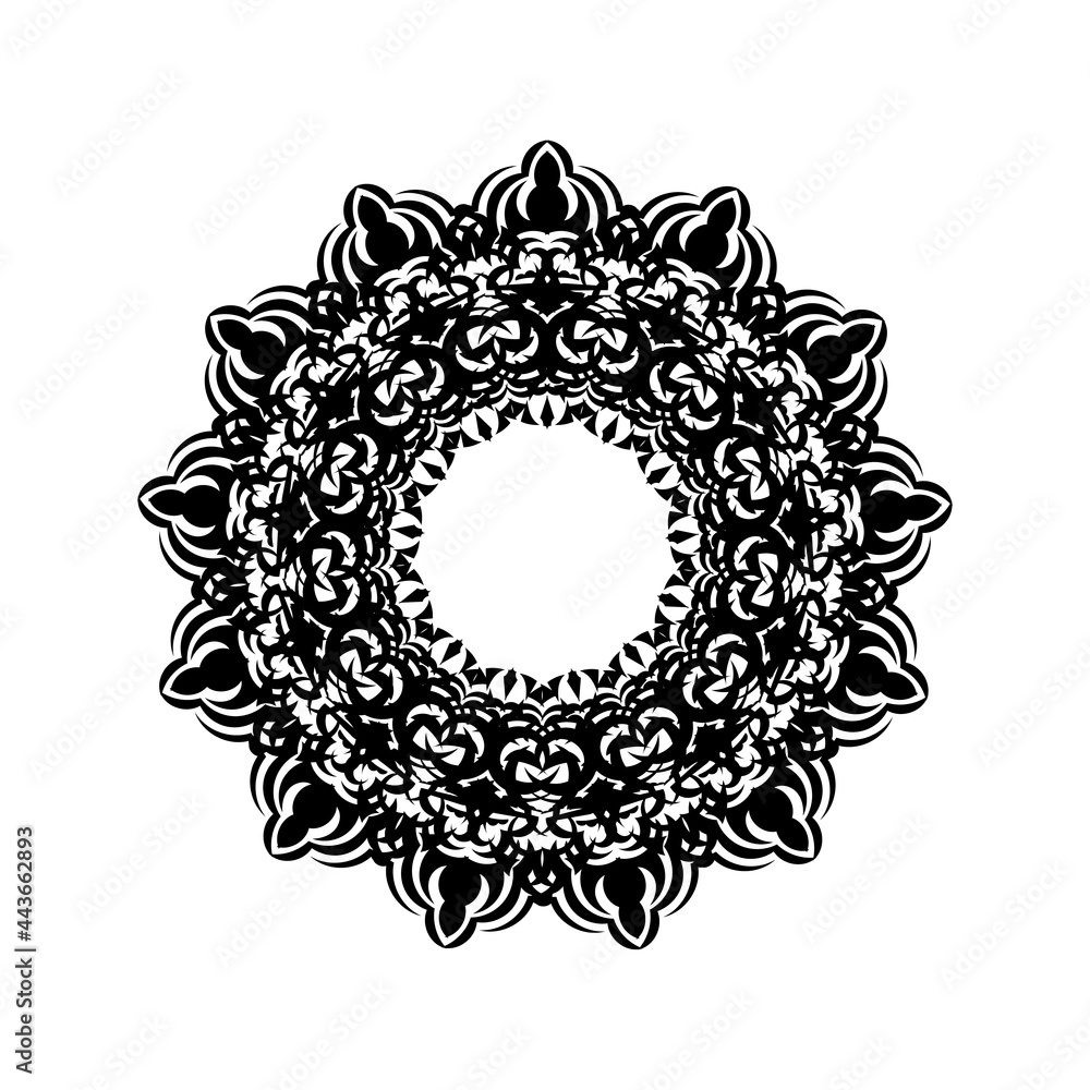 Vintage mandala logo round ornament for design. Isolated on a white background. Vector illustration.