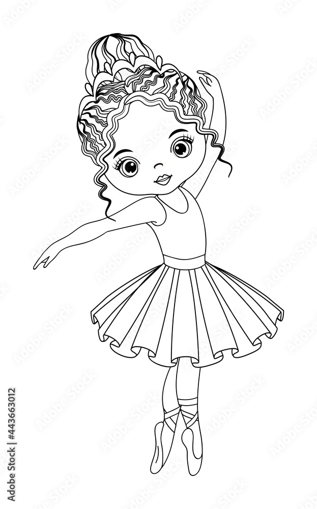 Vector Black and White Ballerina Girl for Coloring Stock Vector | Adobe ...