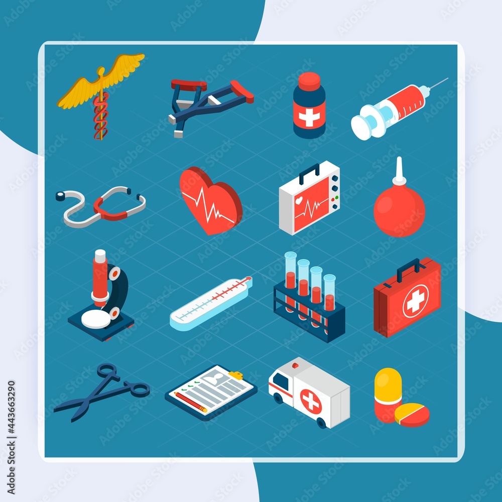 Medical Isometric Icons vector design illustration Medical Isometric Icons vector design illustration