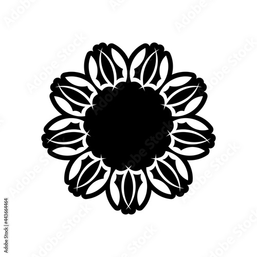 Indian mandala logo. black and white logo. Oriental vector, Patterns of anti-stress therapy. Weaving design elements. Yoga logos vector.