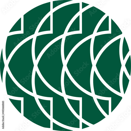 Vector graphic element of green color circle with lines