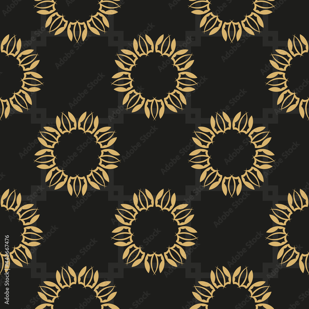Chinese black and yellow abstract seamless vector background. Wallpaper in a vintage style template. Indian floral element. Ornament for wallpaper, fabric, packaging, packaging. Chinese black and yellow abstract seamless vector background. Wallpaper in a vintage style template. Indian floral element. Ornament for wallpaper, fabric, packaging, packaging.