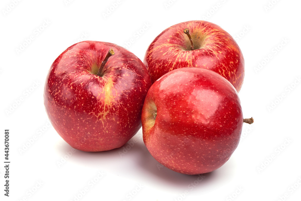 Red delicious apples, isolated on white background. High resolution image.