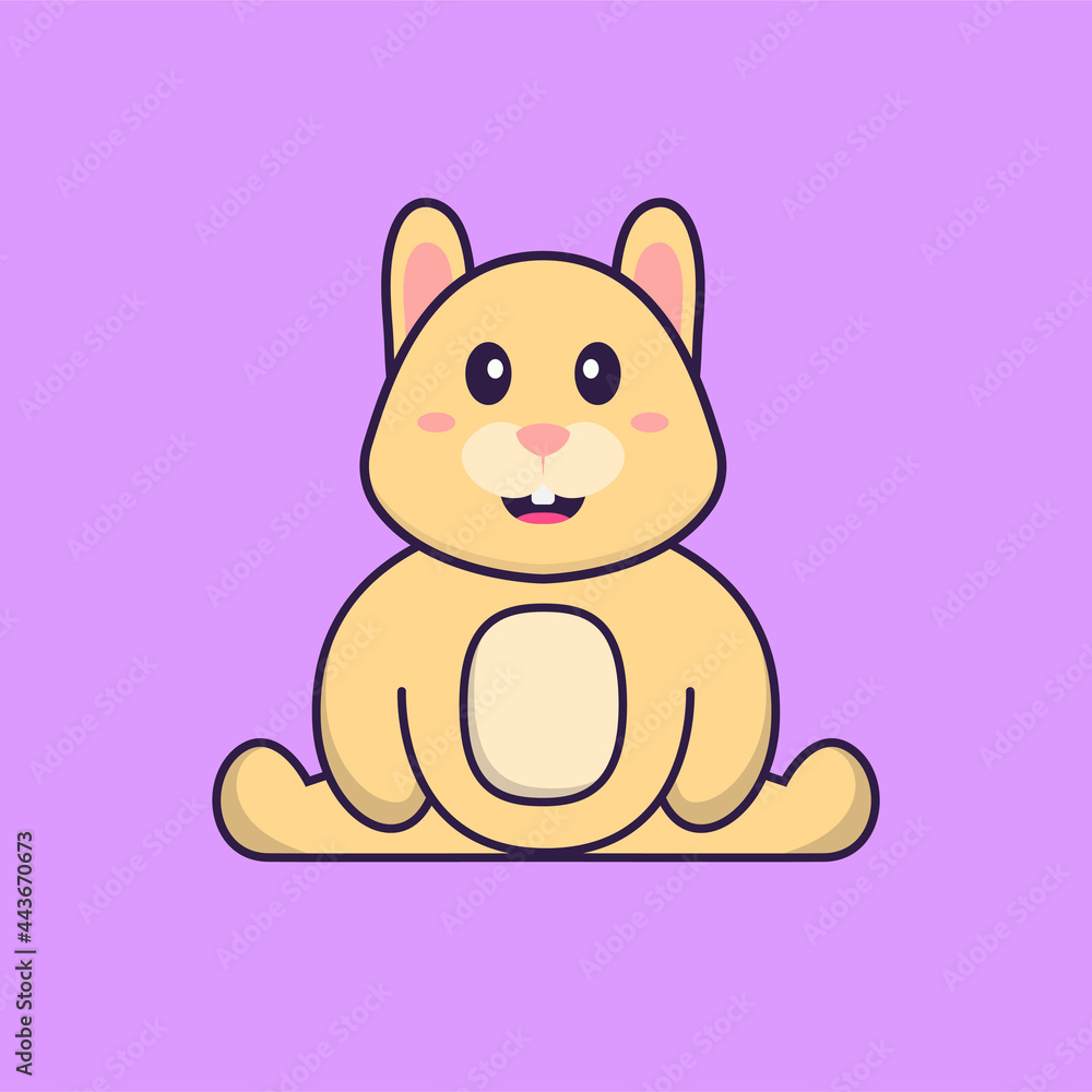 Obraz premium Cute rabbit is sitting. Animal cartoon concept isolated. Can used for t-shirt, greeting card, invitation card or mascot. Flat Cartoon Style