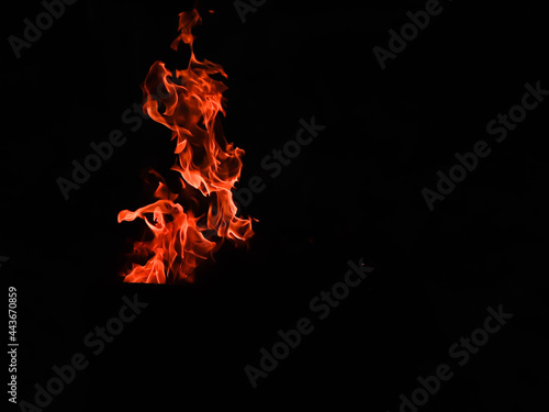 flame of fire on a black background