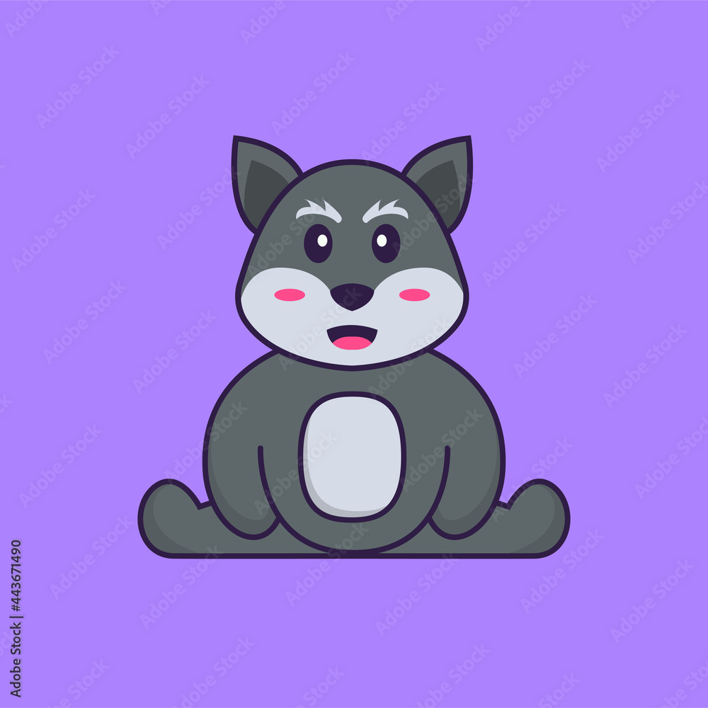 Fototapeta premium Cute fox is sitting. Animal cartoon concept isolated. Can used for t-shirt, greeting card, invitation card or mascot. Flat Cartoon Style