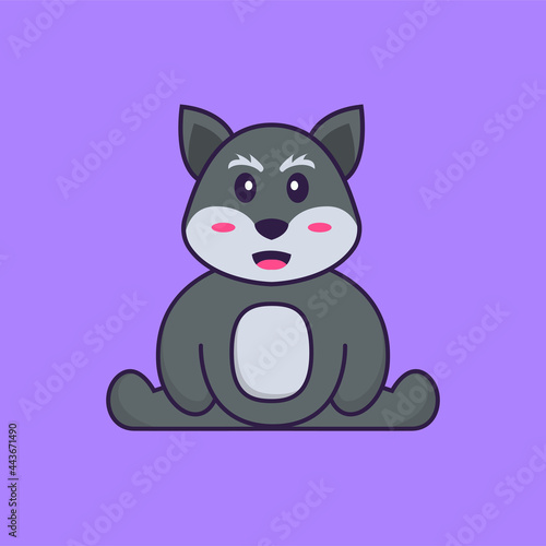 Cute fox is sitting. Animal cartoon concept isolated. Can used for t-shirt, greeting card, invitation card or mascot. Flat Cartoon Style © Turn