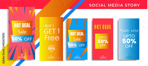 5 set Social Media Network Sales Banner Backgrounds, Mobile App, Poster, Flyer, Coupon,Advertisement, Smartphone Template Story, Abstract liquid Modern shapes. editable template eps 10 vector.