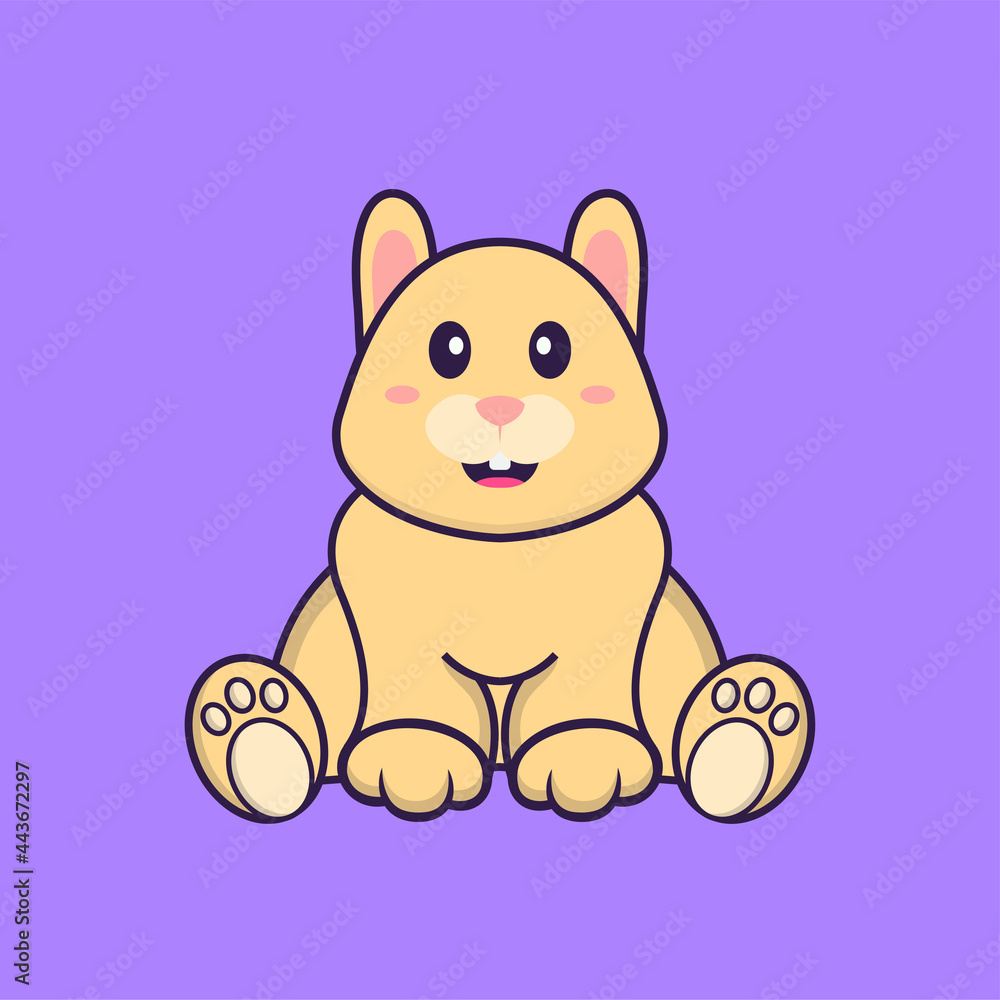 Cute rabbit is sitting. Animal cartoon concept isolated. Can used for t-shirt, greeting card, invitation card or mascot. Flat Cartoon Style Cute rabbit is sitting. Animal cartoon concept isolated. Can used for t-shirt, greeting card, invitation card or mascot. Flat Cartoon Style