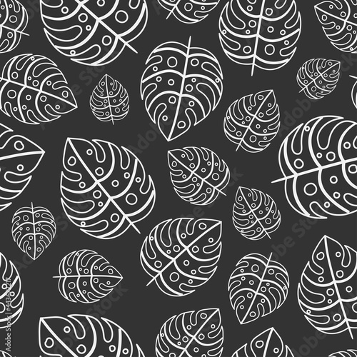 Seamless floral pattern with monstera plants