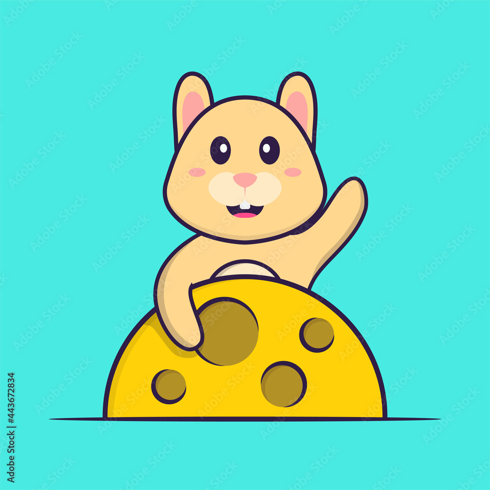 Cute rabbit is on the moon. Animal cartoon concept isolated. Can used for t-shirt, greeting card, invitation card or mascot. Flat Cartoon Style Cute rabbit is on the moon. Animal cartoon concept isolated. Can used for t-shirt, greeting card, invitation card or mascot. Flat Cartoon Style