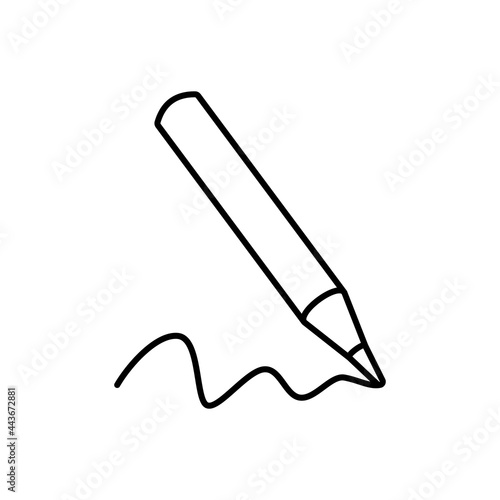 Pencil draws smooth line. Simple icon isolated on white background. Office supplies for school, office. Back to school. Vector illustration