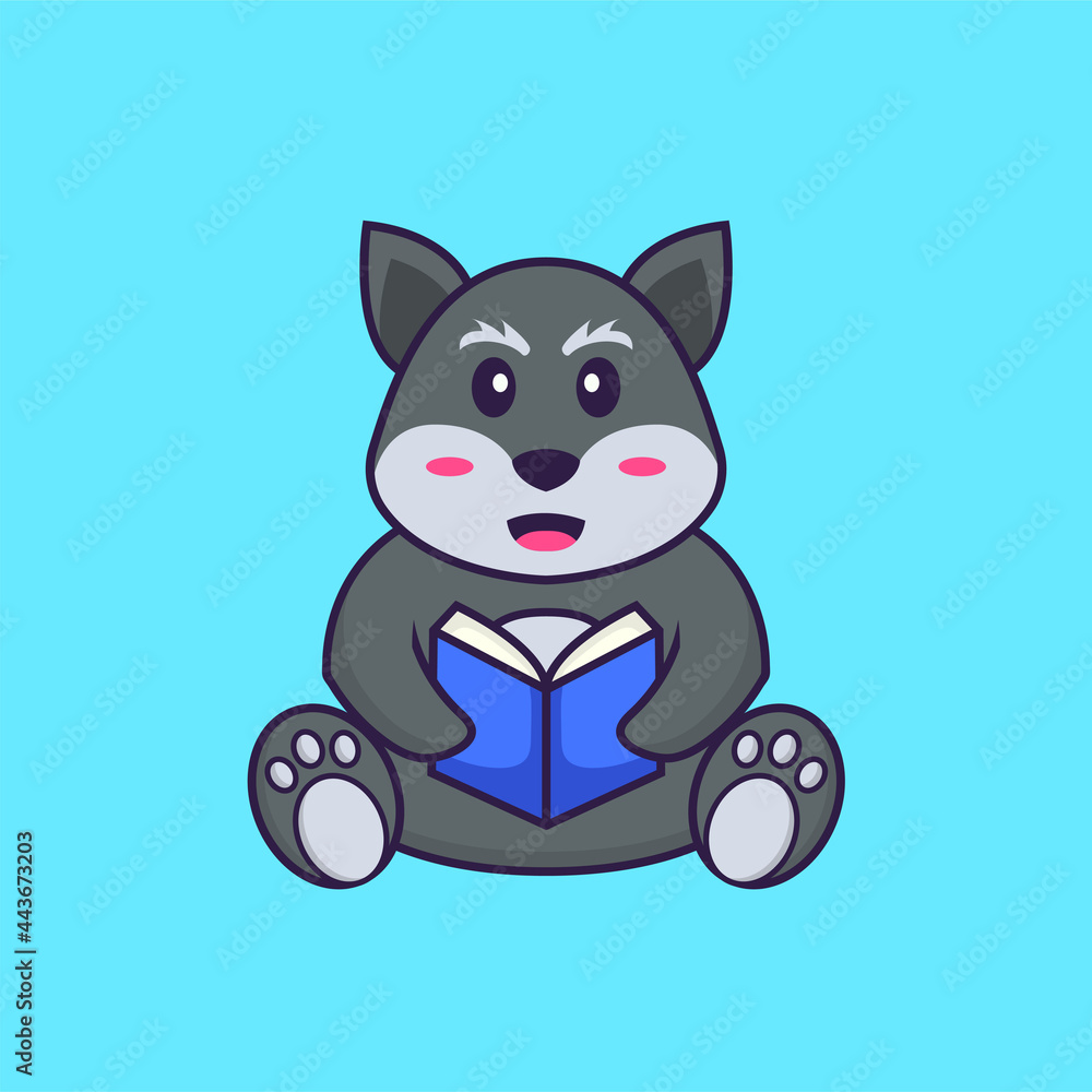 Cute fox reading a book. Animal cartoon concept isolated. Can used for t-shirt, greeting card, invitation card or mascot. Flat Cartoon Style Cute fox reading a book. Animal cartoon concept isolated. Can used for t-shirt, greeting card, invitation card or mascot. Flat Cartoon Style