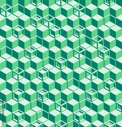 Obraz na płótnie Seamless geometric pattern with green colored cubes w salonie