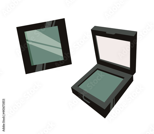 Hand Drawn Cartoon Fashion Illustration Makeup Tools Eyes Shadows. Vector Set Drawing Beauty Products Eyeshadow. Art Work Collection Decorative Cosmetics