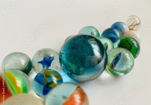 Marbles on a white background