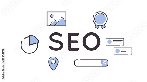 シンプルな線のSEOのイメージ_検索エンジン最適化のイラスト
