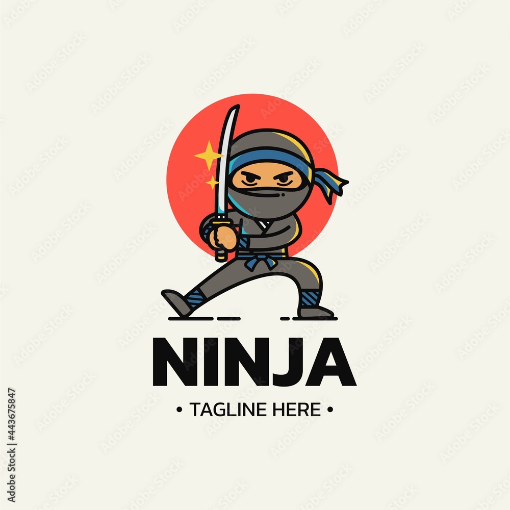 Ninja warrior character logo template Ninja warrior character logo template