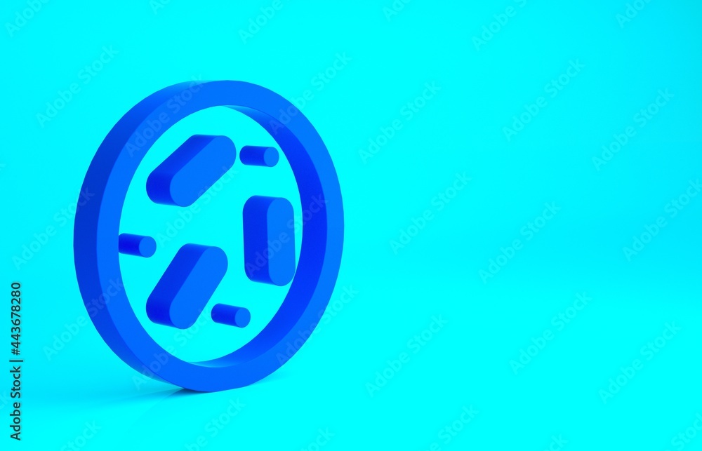 Blue Petri dish with bacteria icon isolated on blue background. Minimalism concept. 3d illustration 3D render Blue Petri dish with bacteria icon isolated on blue background. Minimalism concept. 3d illustration 3D render