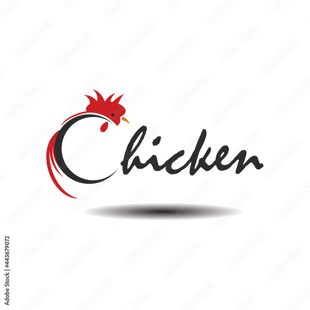 Obraz premium Chicken text logo vector design