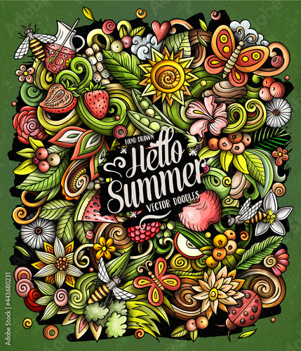 Summer nature cartoon vector doodles illustration.