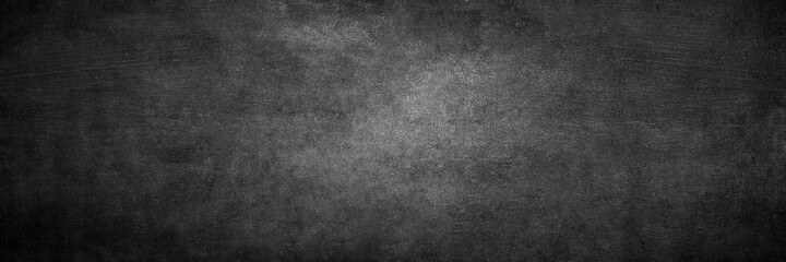 Blank wide screen Real chalkboard background texture in college concept for back to school panoramic wallpaper for black friday white chalk text draw graphic. Empty surreal room wall blackboard pale.
