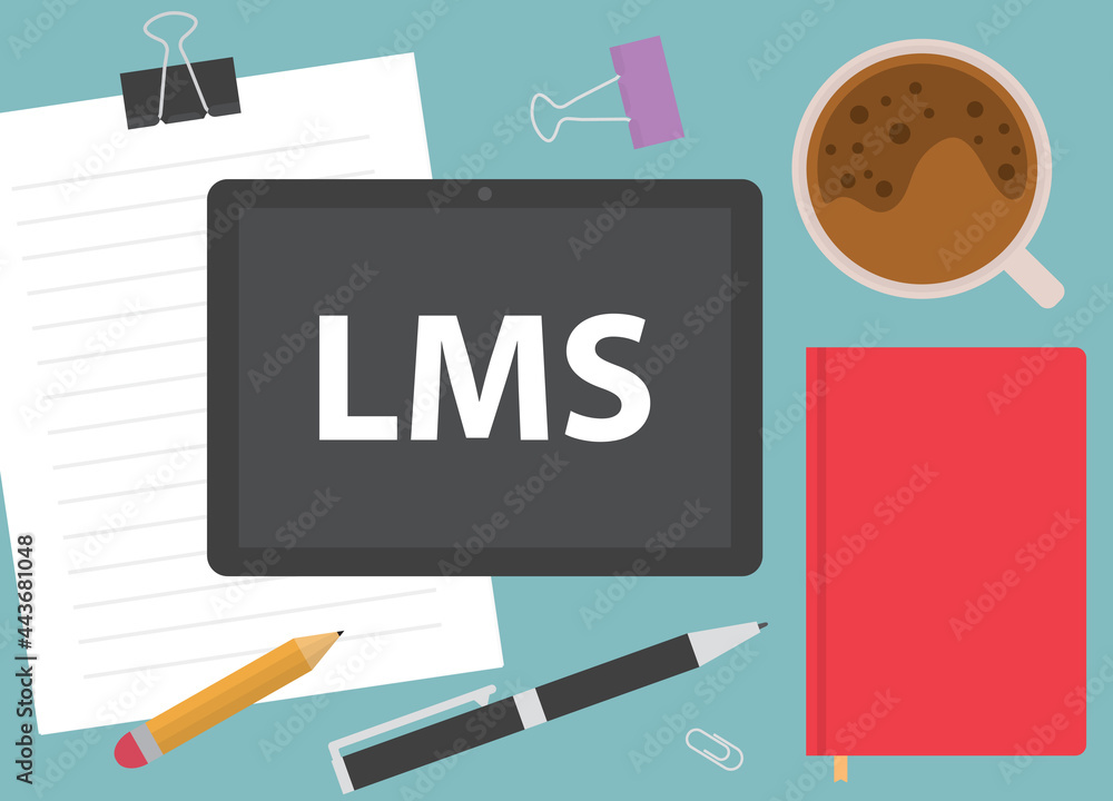 LMS (Learning Management System) written on tablet screen- vector illustration LMS (Learning Management System) written on tablet screen- vector illustration
