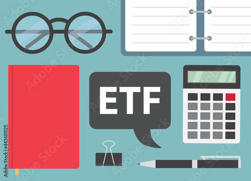 ETF (Exchange-traded fund) written in speech bubble- vector illustration
