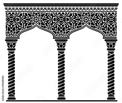 Silhouette of the arched eastern facade capitals