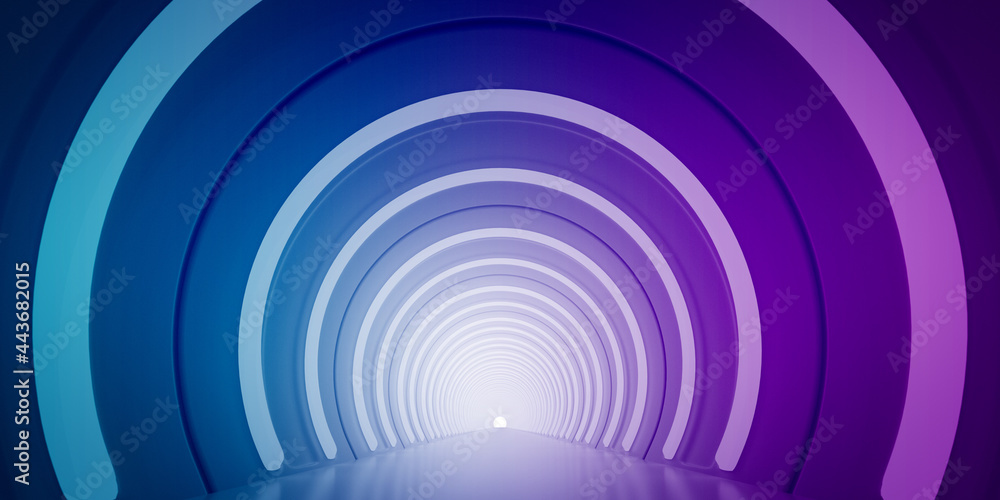 Obraz premium Light Corridor modern background. Futuristic Sci-Fi Tunnel. 3D Rendering